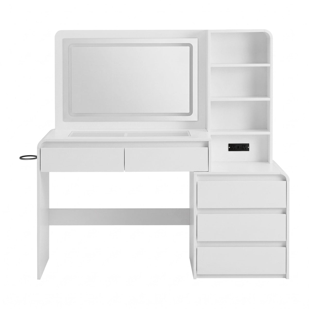 Dressing Table Makeup Vanity Desk with LED Mirror, Drawers & Charging Station - White - Furniture > Bedroom > Dressing Vanity & Dressing Tables - Rivercity House & Home Co. (ABN 18 642 972 209) - Affordable Modern Furniture Australia