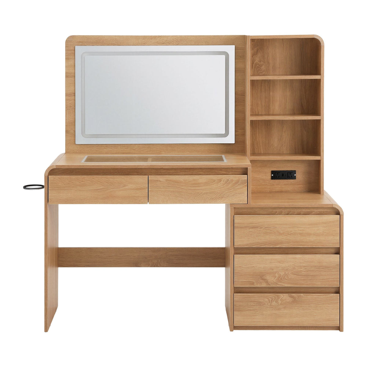 Dressing Table Makeup Vanity Desk with LED Mirror, Drawers & Charging Station - Wood - Furniture > Bedroom > Dressing Vanity & Dressing Tables - Rivercity House & Home Co. (ABN 18 642 972 209) - Affordable Modern Furniture Australia