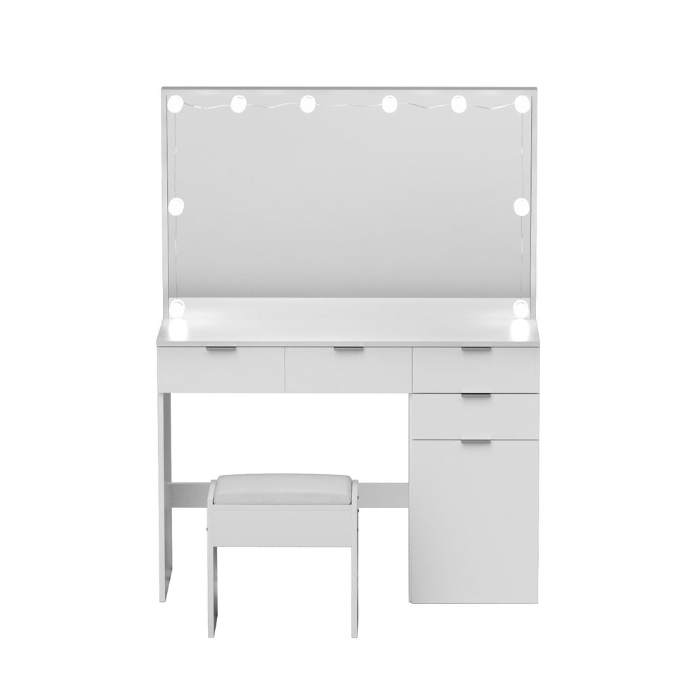 Dressing Table Set Stool 10 Led Bulbs White - Furniture > Bedroom > Dressing Vanity & Dressing Tables - Rivercity House & Home Co. (ABN 18 642 972 209) - Affordable Modern Furniture Australia