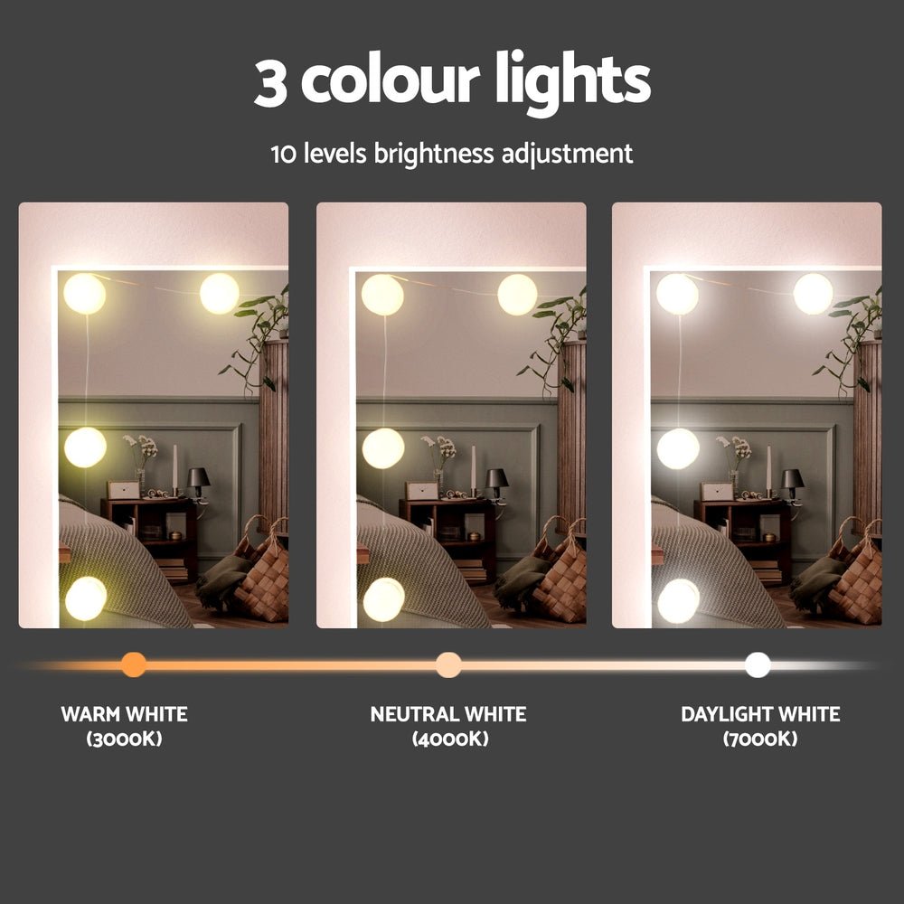 Dressing Table Set Stool 10 Led Bulbs White - Furniture > Bedroom > Dressing Vanity & Dressing Tables - Rivercity House & Home Co. (ABN 18 642 972 209) - Affordable Modern Furniture Australia