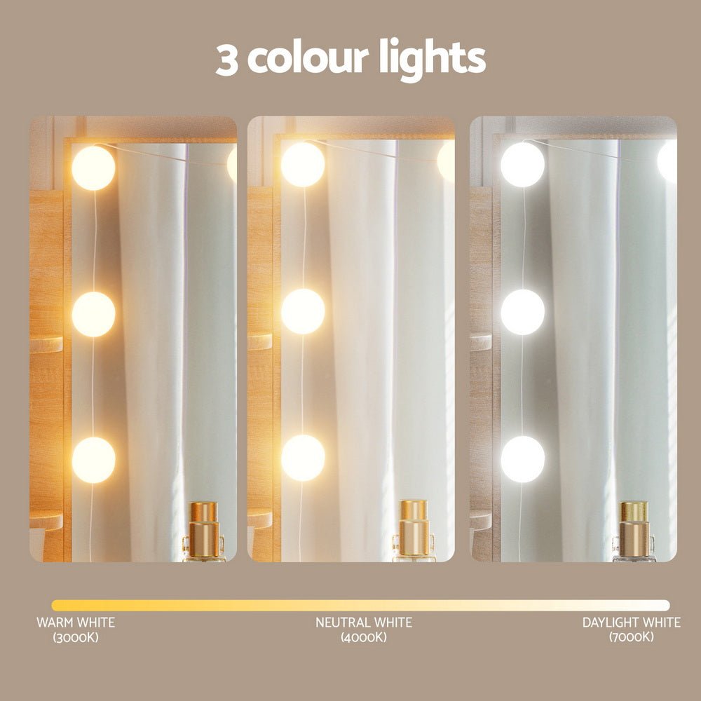 Dressing Table Set Stool 10 Led Bulbs Wood - Furniture > Bedroom > Dressing Vanity & Dressing Tables - Rivercity House & Home Co. (ABN 18 642 972 209) - Affordable Modern Furniture Australia