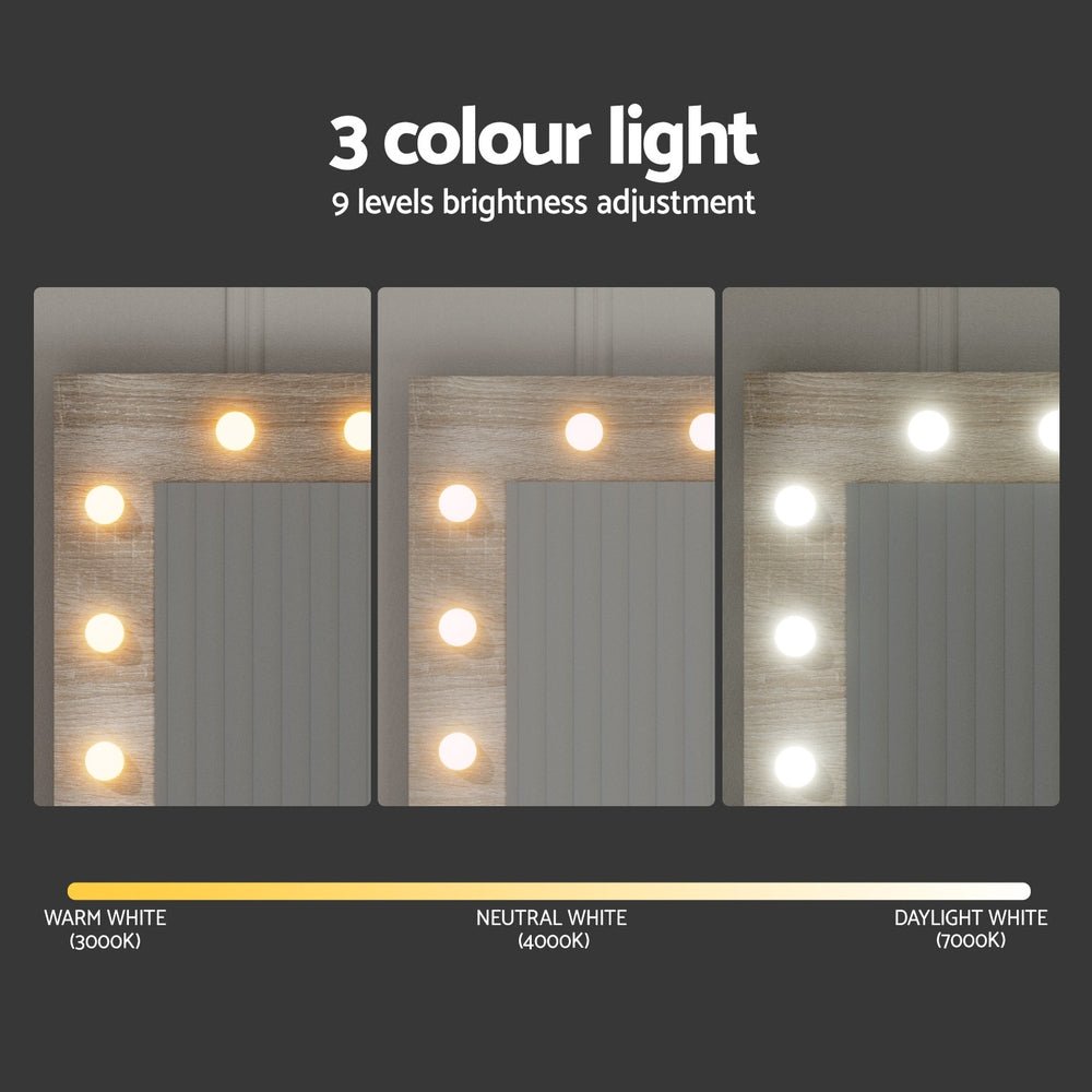 Dressing Table Set Stool 12 Led Bulbs Wood - Furniture > Bedroom > Dressing Vanity & Dressing Tables - Rivercity House & Home Co. (ABN 18 642 972 209) - Affordable Modern Furniture Australia