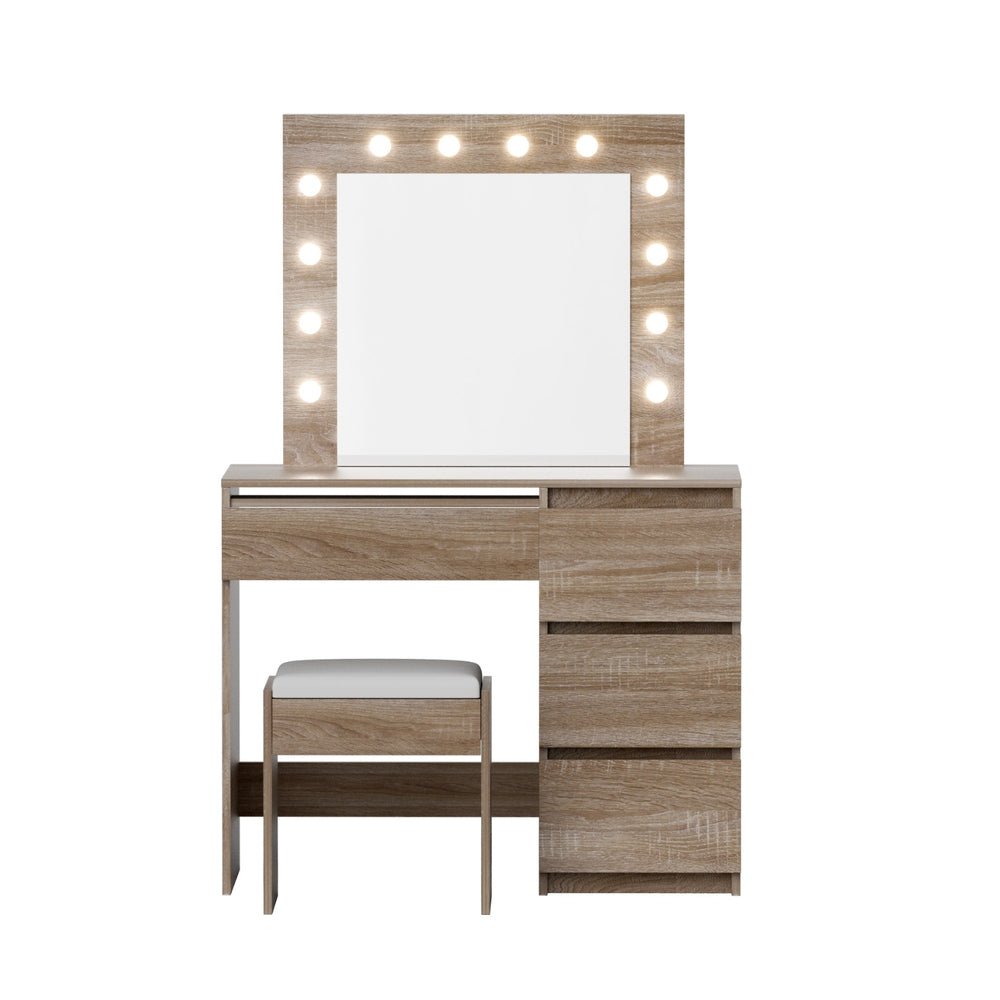 Dressing Table Set Stool 12 Led Bulbs Wood - Furniture > Bedroom > Dressing Vanity & Dressing Tables - Rivercity House & Home Co. (ABN 18 642 972 209) - Affordable Modern Furniture Australia