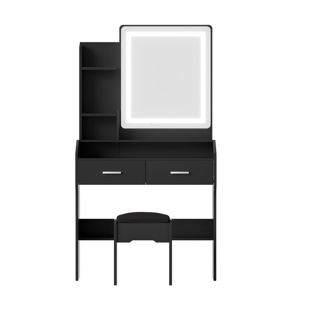 Dressing Table Set Stool Led Black - Furniture > Bedroom > Dressing Vanity & Dressing Tables - Rivercity House & Home Co. (ABN 18 642 972 209) - Affordable Modern Furniture Australia