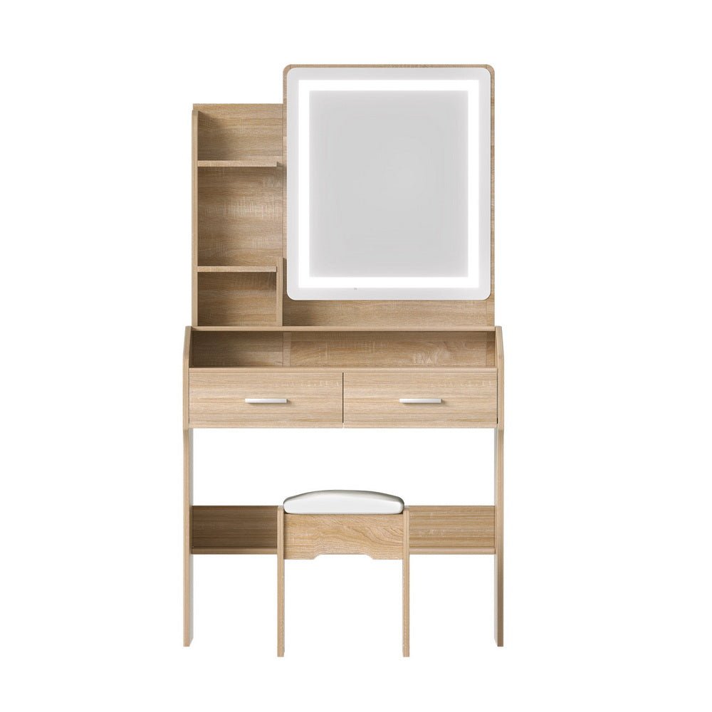 Dressing Table Set Stool Led Wood - Furniture > Bedroom > Dressing Vanity & Dressing Tables - Rivercity House & Home Co. (ABN 18 642 972 209) - Affordable Modern Furniture Australia
