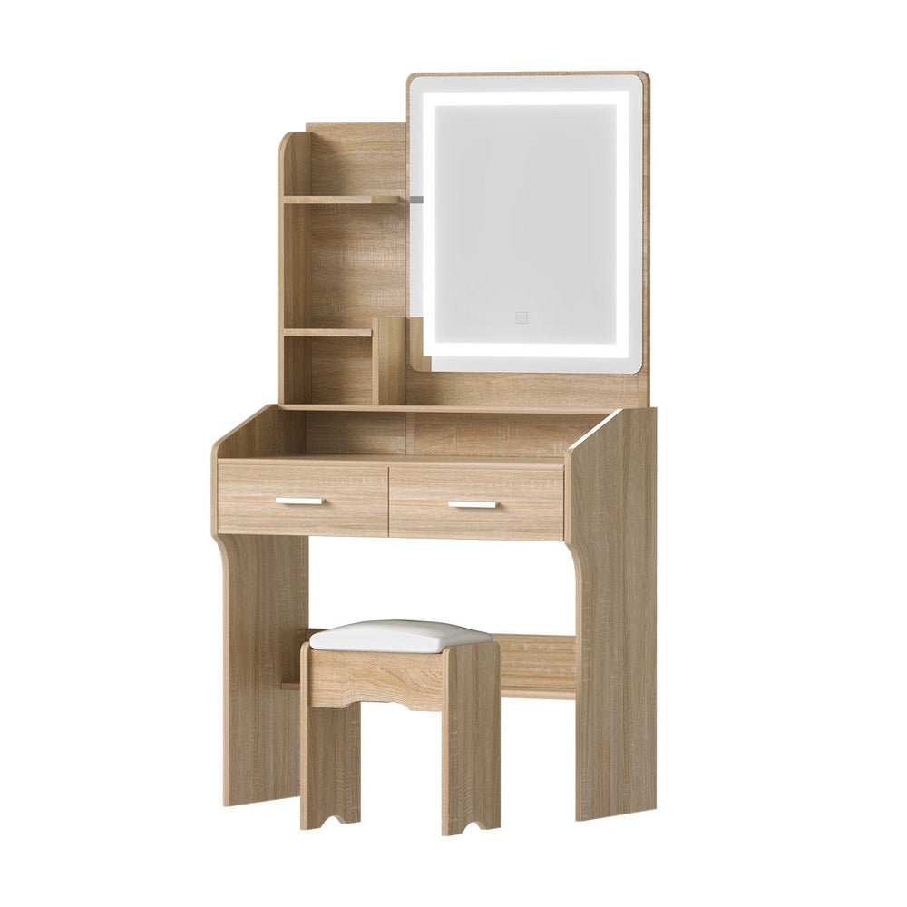 Dressing Table Set Stool Led Wood - Furniture > Bedroom > Dressing Vanity & Dressing Tables - Rivercity House & Home Co. (ABN 18 642 972 209) - Affordable Modern Furniture Australia