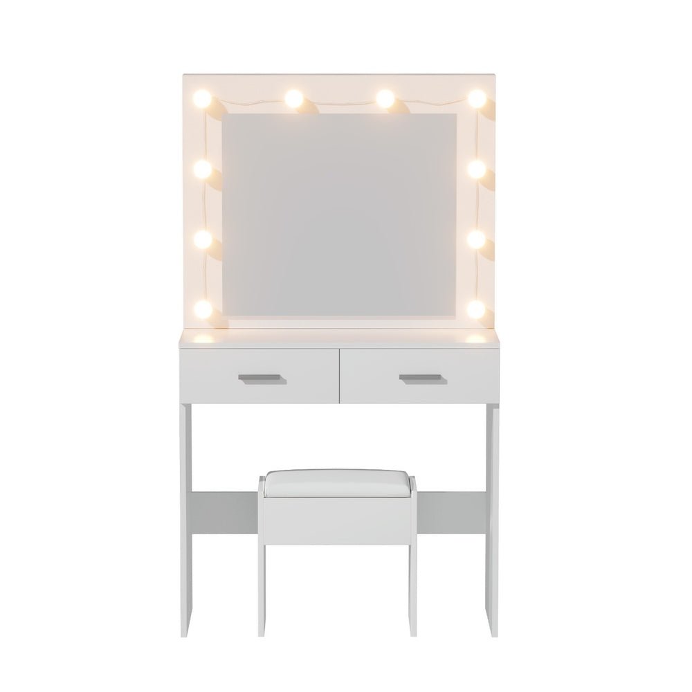 Dressing Table Vanity Desk Set Stool 10 Led Bulbs White - Furniture > Bedroom > Dressing Vanity & Dressing Tables - Rivercity House & Home Co. (ABN 18 642 972 209) - Affordable Modern Furniture Australia
