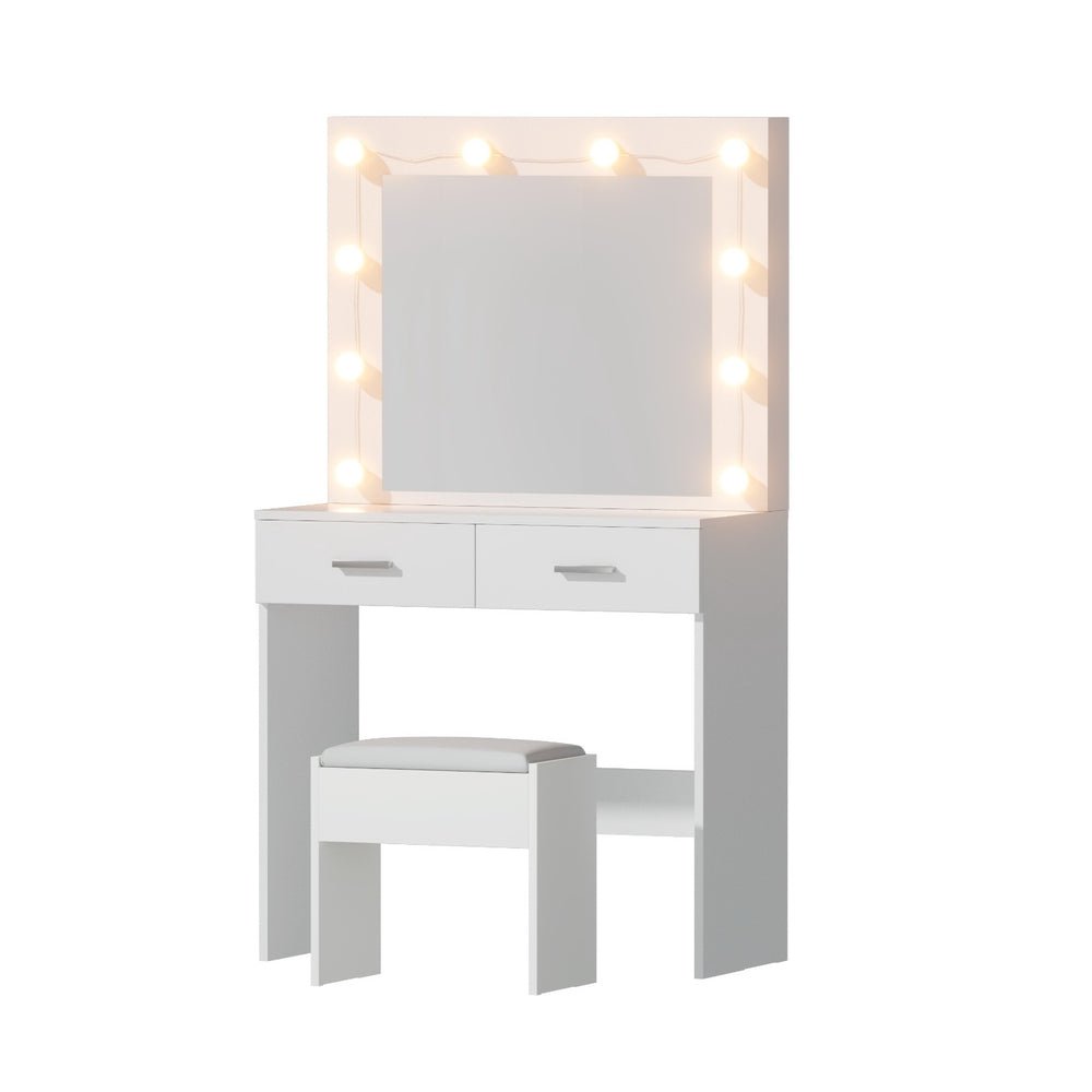 Dressing Table Vanity Desk Set Stool 10 Led Bulbs White - Furniture > Bedroom > Dressing Vanity & Dressing Tables - Rivercity House & Home Co. (ABN 18 642 972 209) - Affordable Modern Furniture Australia
