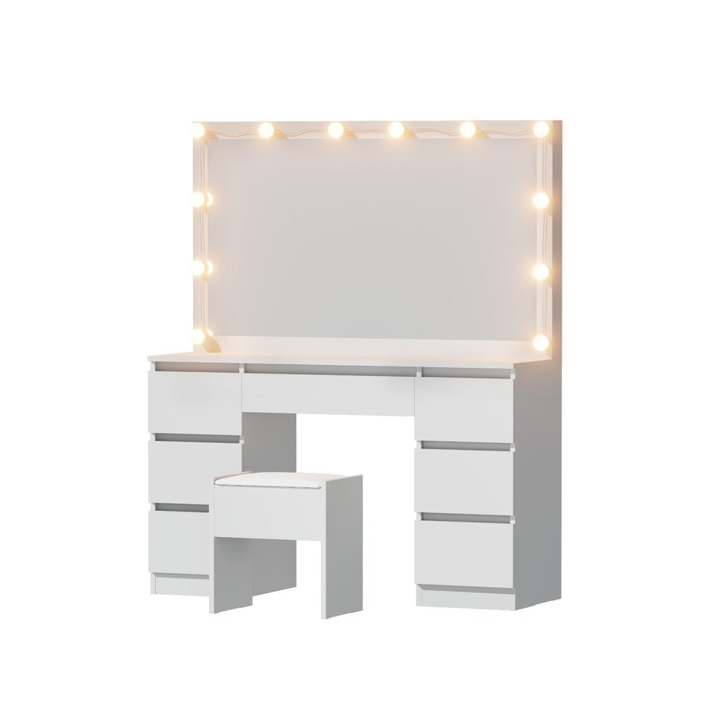 Dressing Table Vanity Desk Set Stool 12 Led Bulbs White - Furniture > Bedroom > Dressing Vanity & Dressing Tables - Rivercity House & Home Co. (ABN 18 642 972 209) - Affordable Modern Furniture Australia