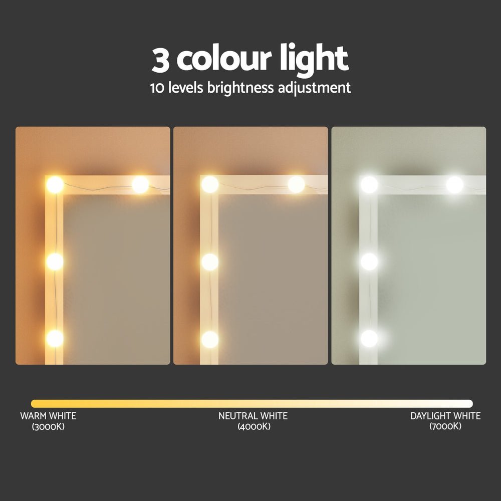 Dressing Table Vanity Desk Set Stool 12 Led Bulbs White - Furniture > Bedroom > Dressing Vanity & Dressing Tables - Rivercity House & Home Co. (ABN 18 642 972 209) - Affordable Modern Furniture Australia