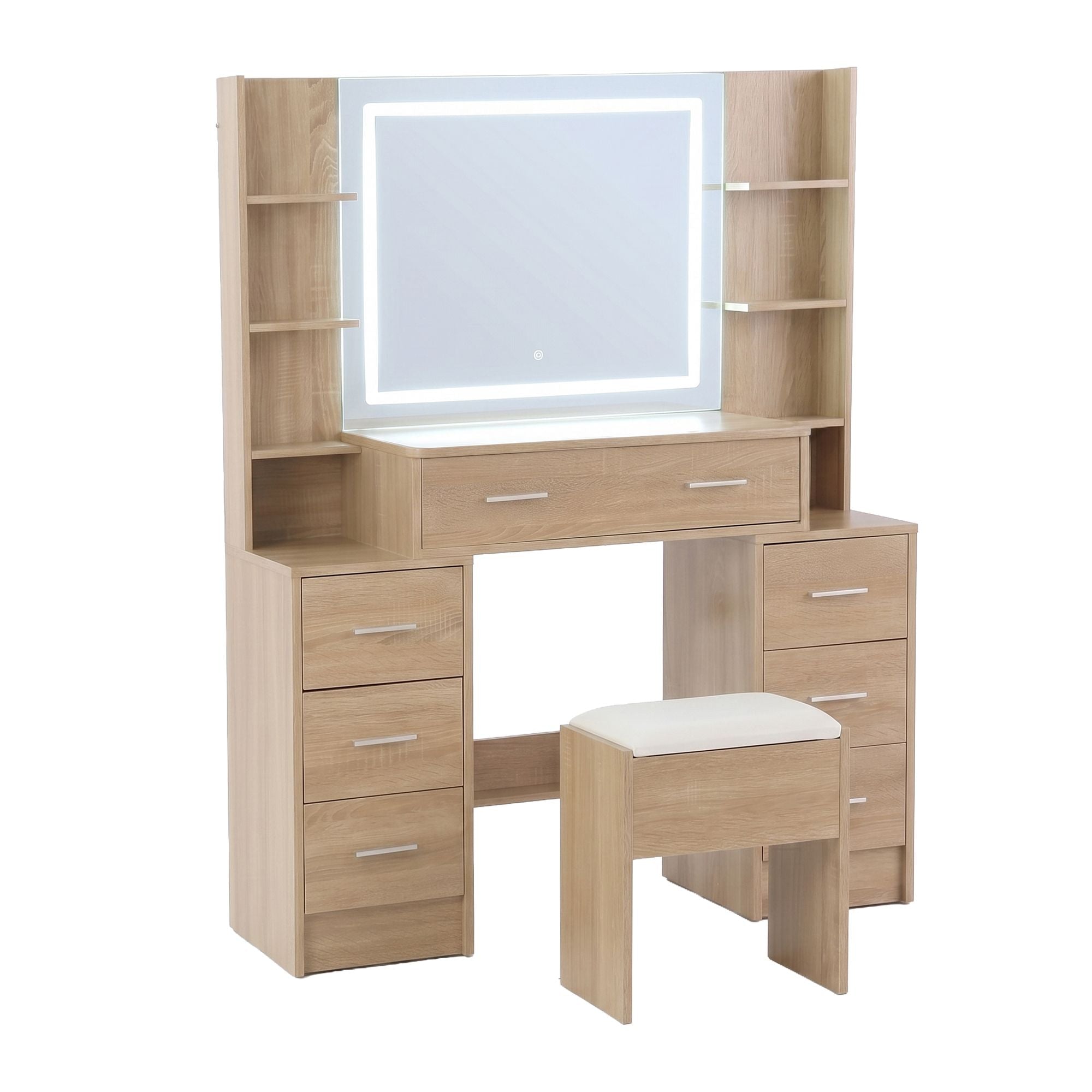 Dressing Table Vanity Desk Set Stool LED Charging Station Wood - Furniture > Bedroom > Dressing Vanity & Dressing Tables - Rivercity House & Home Co. (ABN 18 642 972 209) - Affordable Modern Furniture Australia