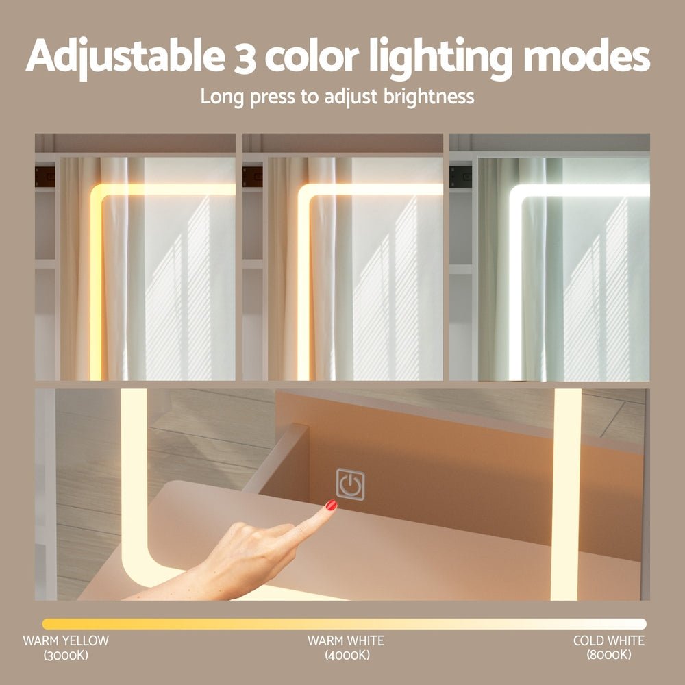 Dressing Table Vanity Desk Set Stool Led White - Furniture > Bedroom > Dressing Vanity & Dressing Tables - Rivercity House & Home Co. (ABN 18 642 972 209) - Affordable Modern Furniture Australia