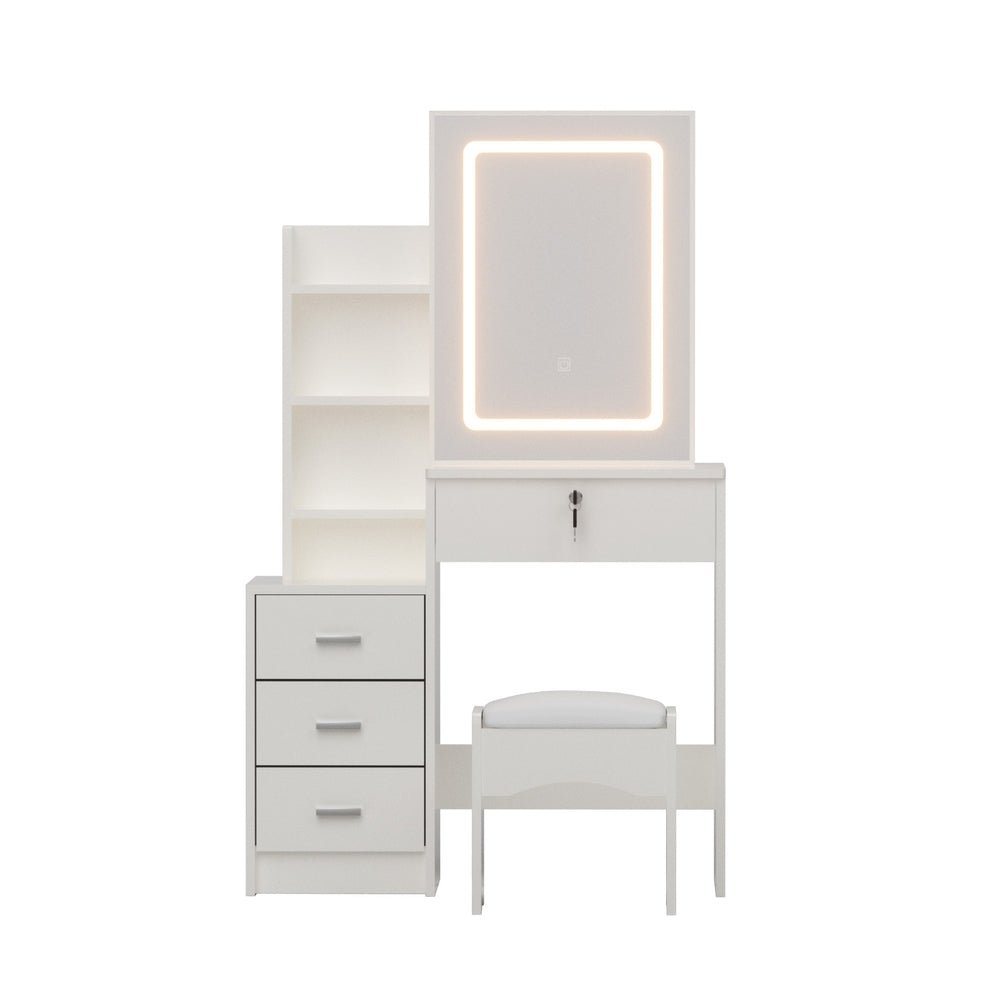 Dressing Table Vanity Desk Set Stool Led White - Furniture > Bedroom > Dressing Vanity & Dressing Tables - Rivercity House & Home Co. (ABN 18 642 972 209) - Affordable Modern Furniture Australia