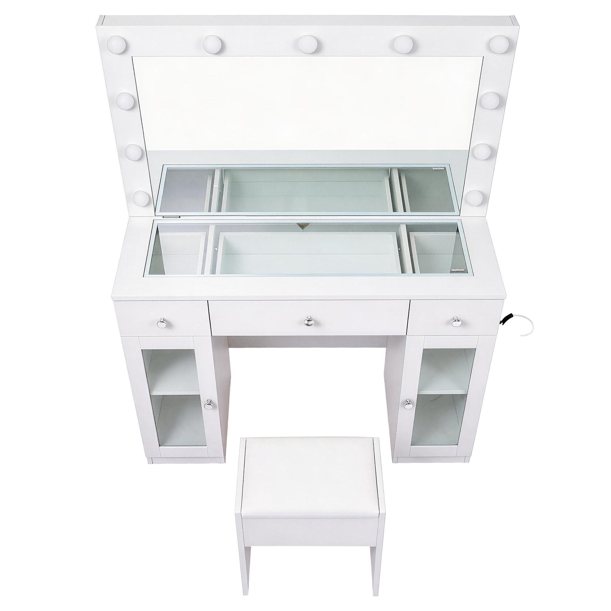Dressing Table Vanity Desk Set with LED & RGB Lights - White - Furniture > Bedroom > Dressing Vanity & Dressing Tables - Rivercity House & Home Co. (ABN 18 642 972 209) - Affordable Modern Furniture Australia