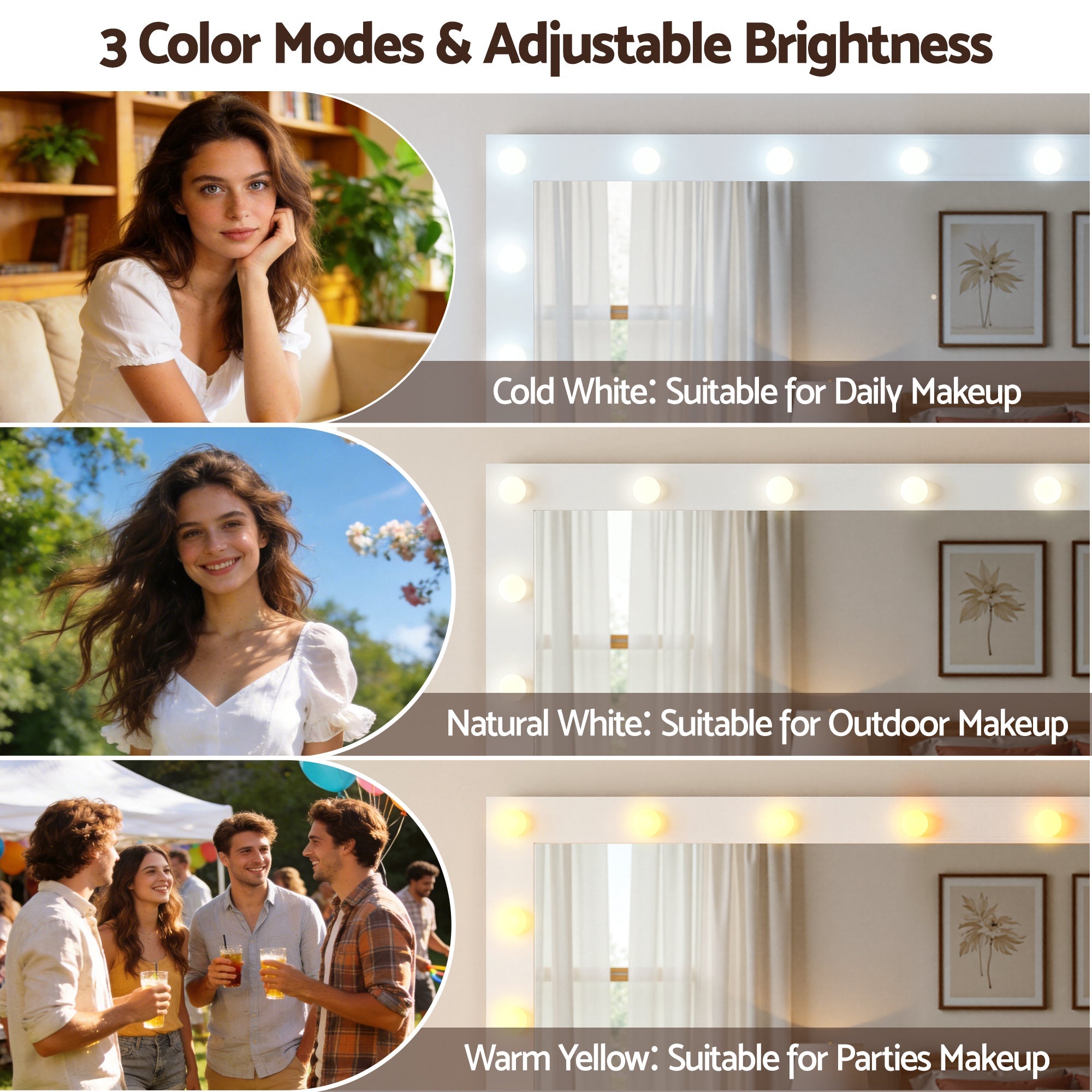 Dressing Table Vanity Desk Set with LED & RGB Lights - White - Furniture > Bedroom > Dressing Vanity & Dressing Tables - Rivercity House & Home Co. (ABN 18 642 972 209) - Affordable Modern Furniture Australia