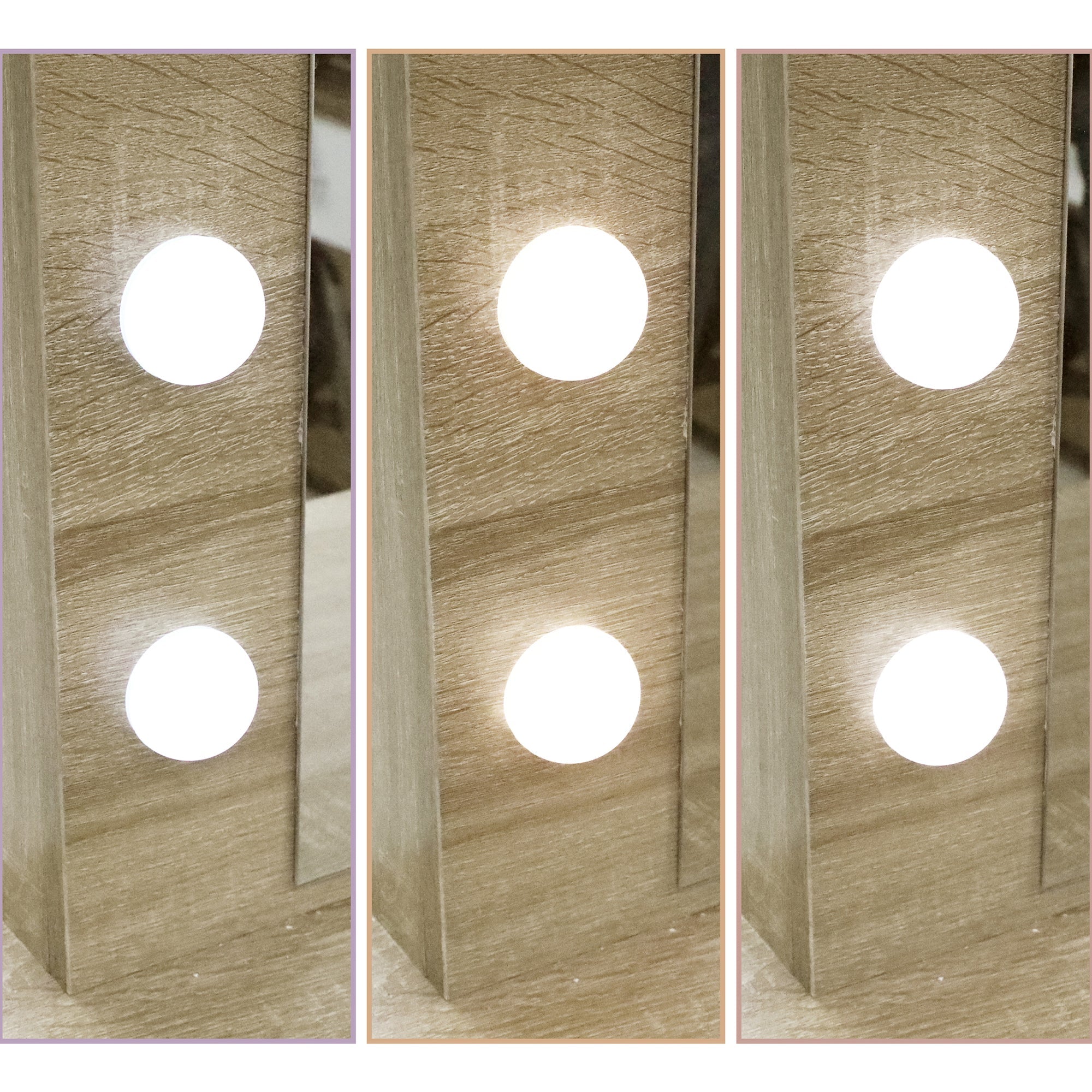 Dressing Table Vanity Set with 3 - Color LED Mirror and PU Stool - Oak - Rivercity House & Home Co. (ABN 18 642 972 209) - Affordable Modern Furniture Australia