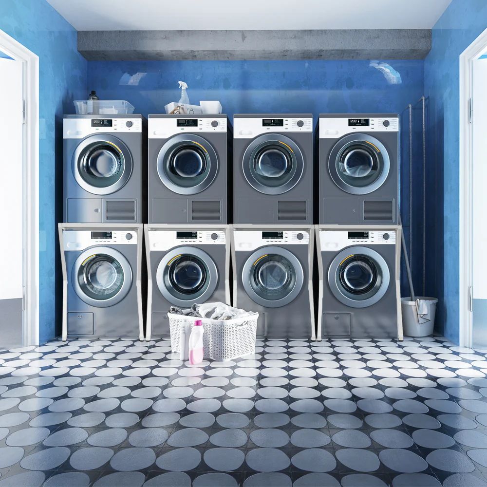 Dryer Stand Over Front Loading Washing Machine, 100kg Heavy Duty Steel Stacking Kit, 102x67x60cm Space Saving Shelf for Small Home, Anti - Slip Rubber Surface, Fits Tumble Dryers & Washers, White - Appliances > Washers, Dryers & Irons > Washing Machines - Rivercity House & Home Co. (ABN 18 642 972 209) - Affordable Modern Furniture Australia