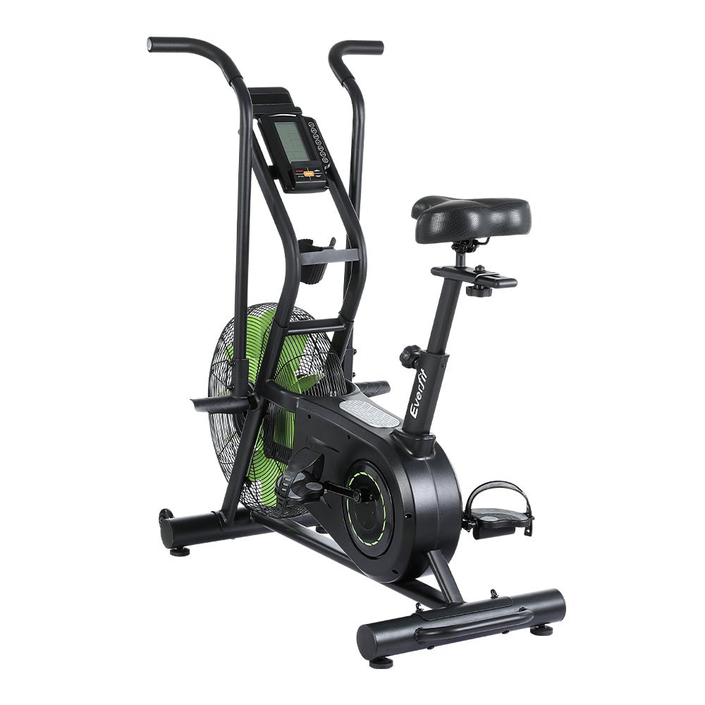 Dual Action Air Resistance Exercise Bike for Home Gym Cardio - Black - Sports & Fitness > Exercise, Gym & Fitness > Exercise Bikes - Rivercity House & Home Co. (ABN 18 642 972 209) - Affordable Modern Furniture Australia