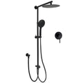 10" Dual Round Rainfall Shower Head with 3-Mode Handheld & Sliding Rail Diverter Mixer Set - Black