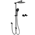 10" Dual Round Rain Shower Set with 3-Mode Handheld, Sliding Rail & Twin Taps - Black
