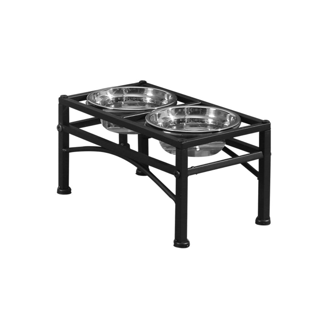 Dual Elevated Raised Small Dog Feeder with Stainless Steel Bowls - Black - Rivercity House & Home Co. (ABN 18 642 972 209) - Affordable Modern Furniture Australia