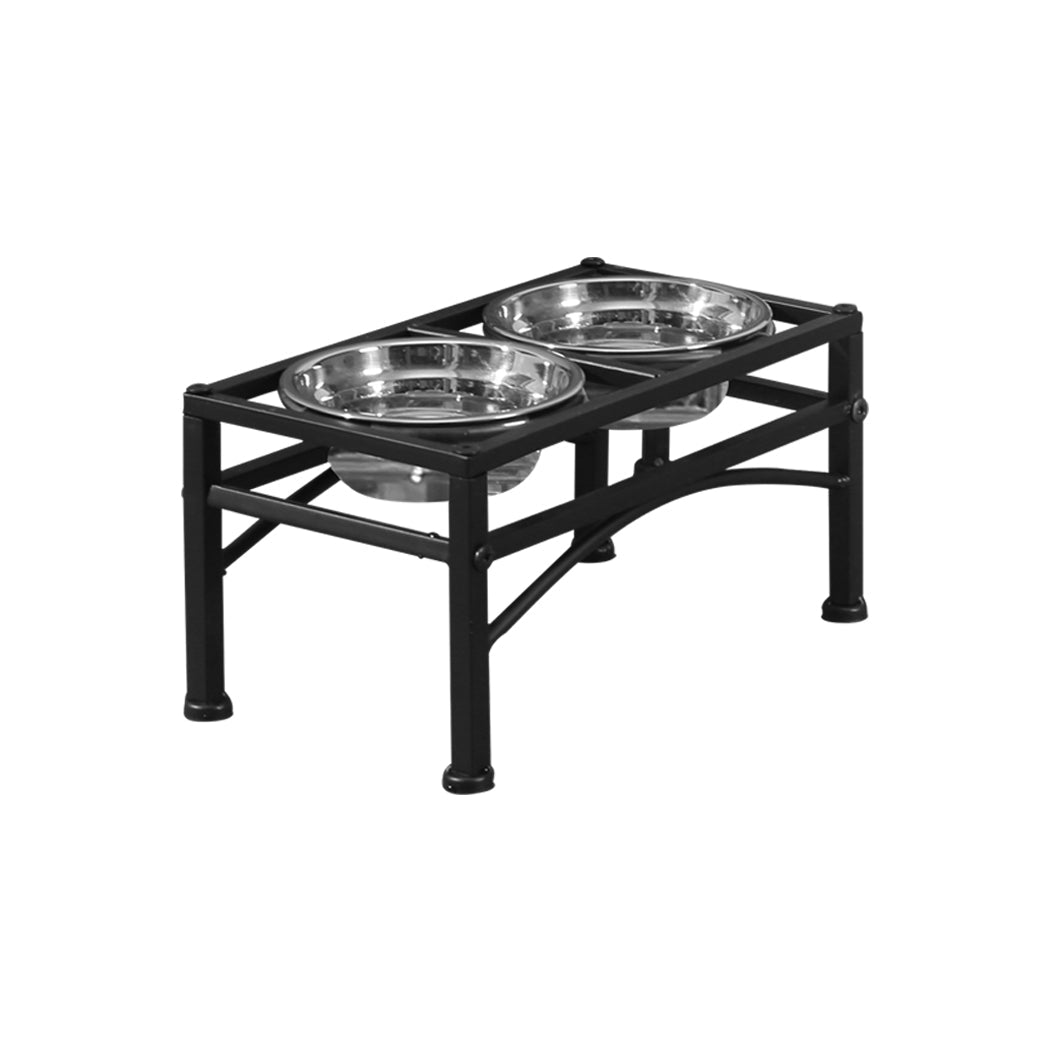Dual Elevated Raised Small Dog Feeder with Stainless Steel Bowls - Black - Rivercity House & Home Co. (ABN 18 642 972 209) - Affordable Modern Furniture Australia