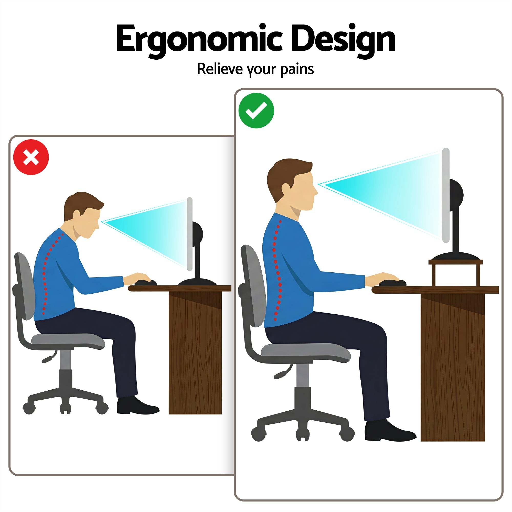 Dual Monitor Stand 100cm Riser Large Laptop Stand Desk Organiser Black - Electronics > Computers & Tablets > Desktops & Accessories - Rivercity House & Home Co. (ABN 18 642 972 209) - Affordable Modern Furniture Australia