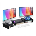 Dual Monitor Stand Riser Adjustable Length and Angle - Black