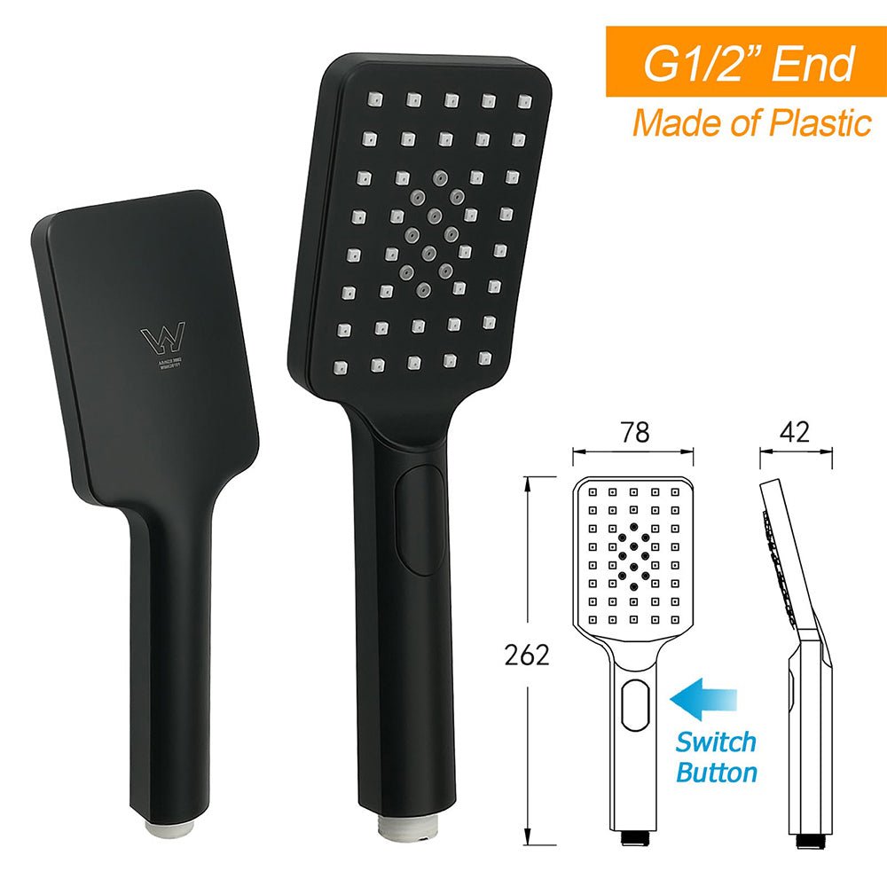 Dual Shower Square Large 12" Rainfall Head 3 Modes Handheld Wall Rail Matt Black - Furniture > Bathroom > Shower Heads & Screens - Rivercity House & Home Co. (ABN 18 642 972 209) - Affordable Modern Furniture Australia