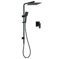 Dual 12" Square Rainfall Shower Head with 3-Mode Handheld & Wall Rail Mixer - Matte Black