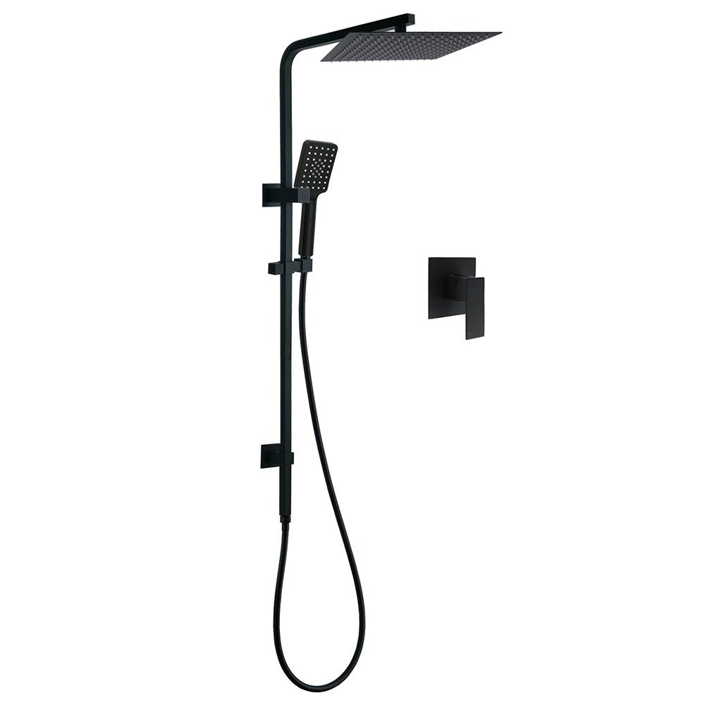 Dual Shower Square Large 12" Rainfall Head 3 Modes Handheld Wall Rail Mixer Matt Black - Furniture > Bathroom > Shower Heads & Screens - Rivercity House & Home Co. (ABN 18 642 972 209) - Affordable Modern Furniture Australia