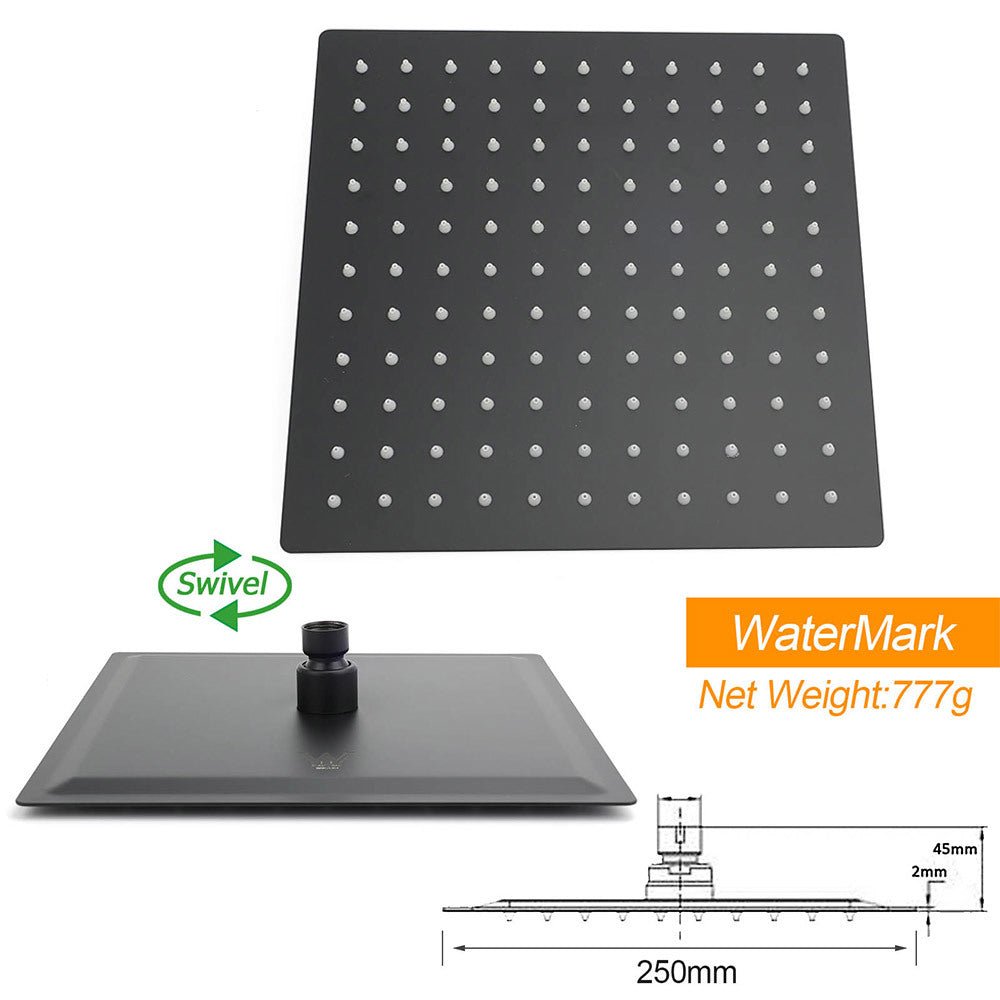 Dual Shower Square Large 12" Rainfall Head 3 Modes Handheld Wall Rail Mixer Matt Black - Furniture > Bathroom > Shower Heads & Screens - Rivercity House & Home Co. (ABN 18 642 972 209) - Affordable Modern Furniture Australia