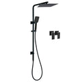 Dual 12" Square Rainfall Shower Head with 3-Mode Handheld, Wall Rail & Twin Taps - Matte Black