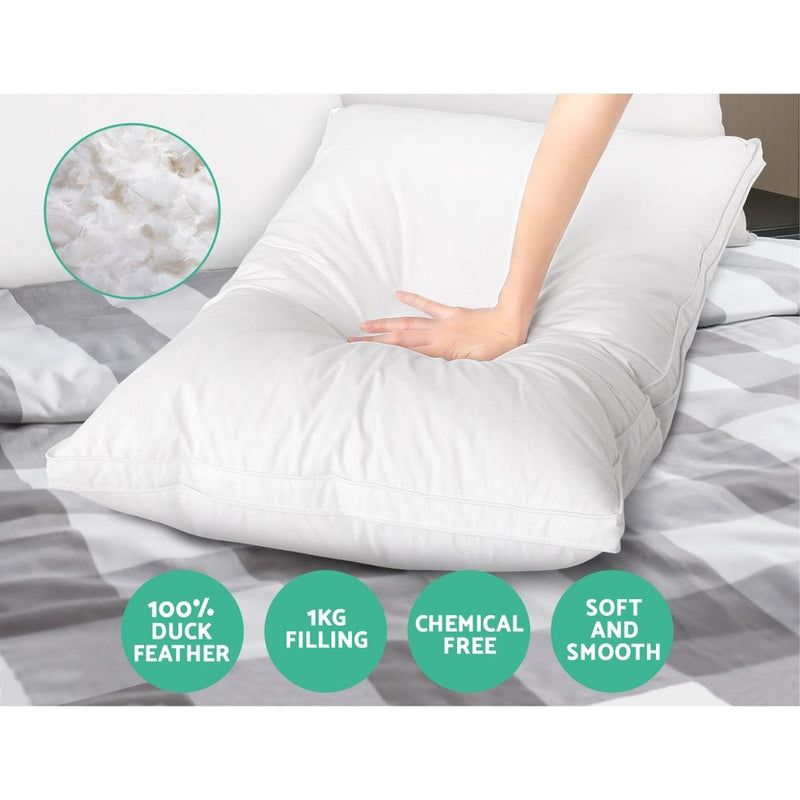 Duck Feather Down Twin Pack Pillows - Rivercity House & Home Co. (ABN 18 642 972 209) - Affordable Modern Furniture Australia