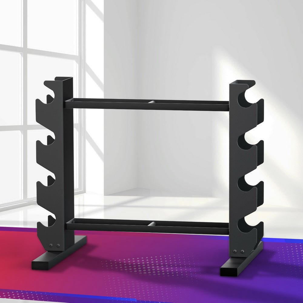 Dumbbell and Kettlebell Rack Stand 200kg Capacity 2-Tier - Black - Sports & Fitness > Exercise, Gym & Fitness > Free Weights - Rivercity House & Home Co. (ABN 18 642 972 209) - Affordable Modern Furniture Australia