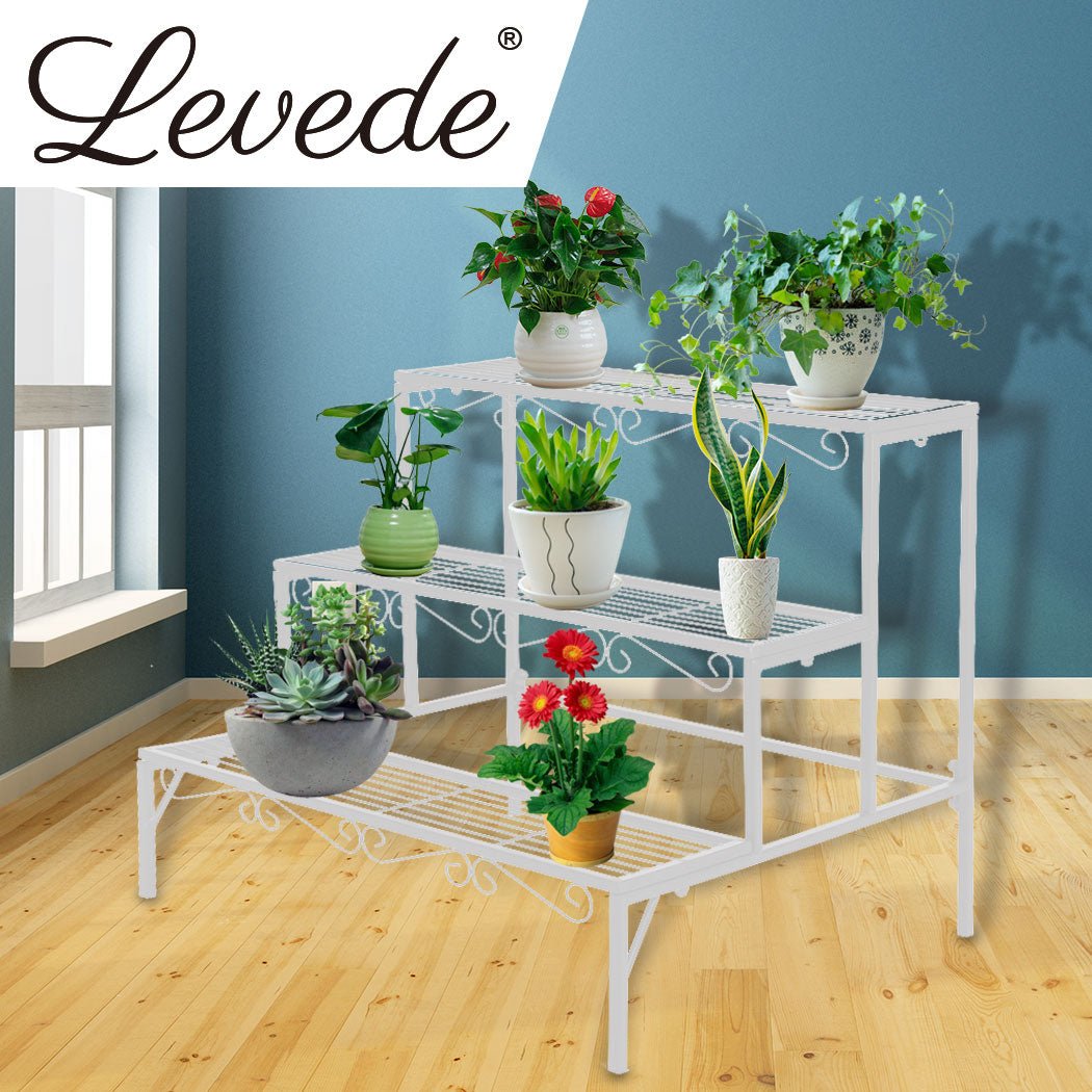Durable Metal Indoor Outdoor Plant Stand with Rust - Resistant Finish - Black or White - Rivercity House & Home Co. (ABN 18 642 972 209) - Affordable Modern Furniture Australia