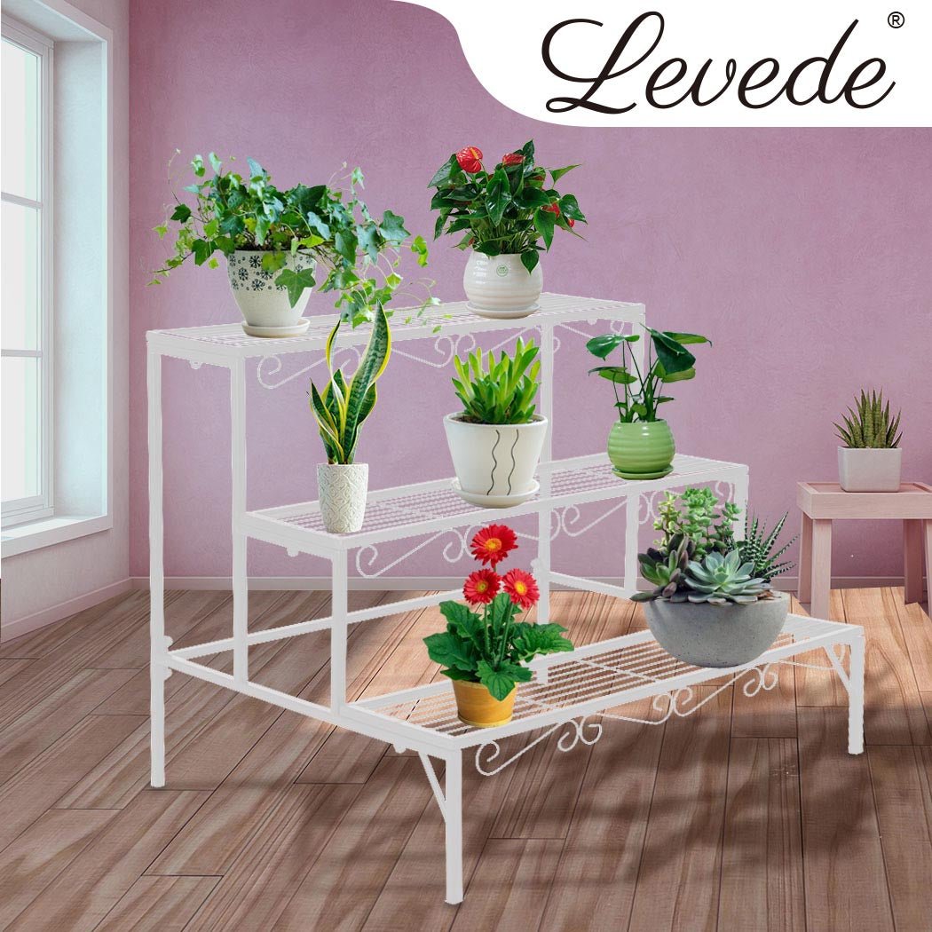 Durable Metal Indoor Outdoor Plant Stand with Rust - Resistant Finish - Black or White - Rivercity House & Home Co. (ABN 18 642 972 209) - Affordable Modern Furniture Australia