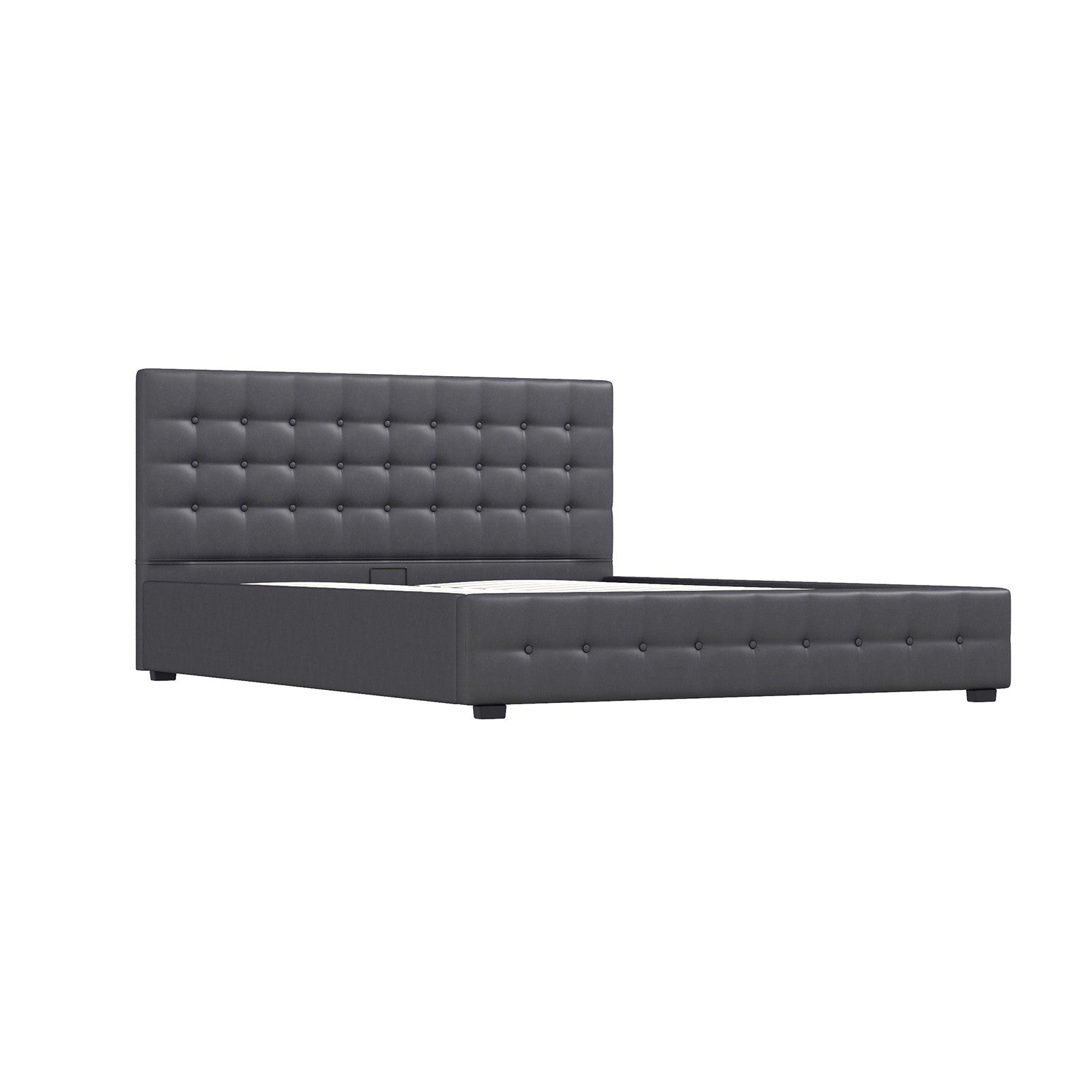 Eden Single Gas Lift Bed Frame with Headboard - Dark Grey - Rivercity House & Home Co. (ABN 18 642 972 209) - Affordable Modern Furniture Australia