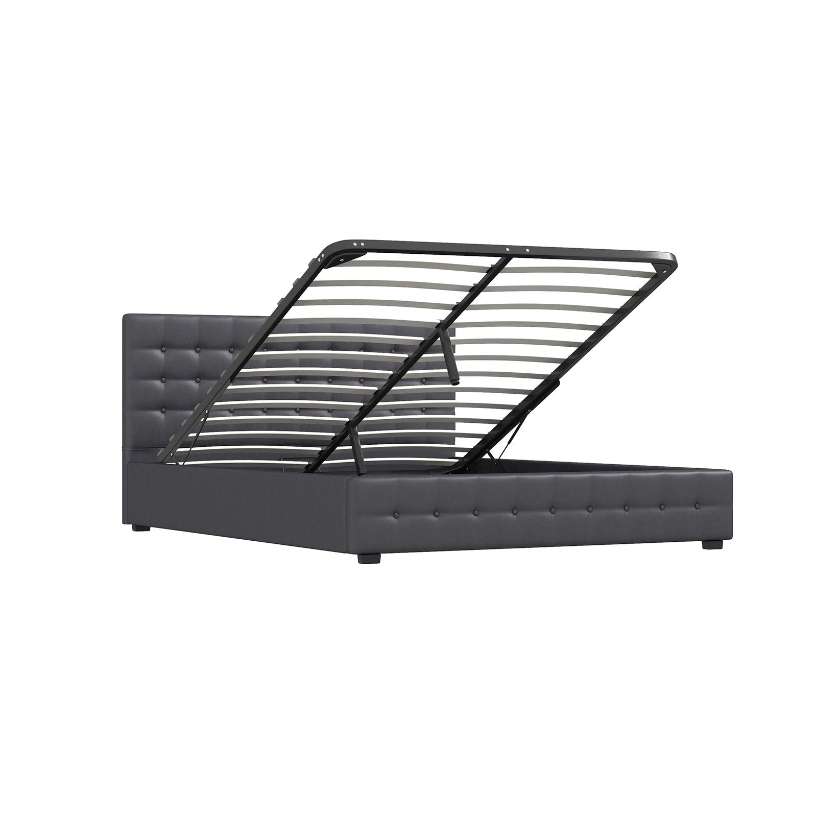 Eden Single Gas Lift Bed Frame with Headboard - Dark Grey - Rivercity House & Home Co. (ABN 18 642 972 209) - Affordable Modern Furniture Australia