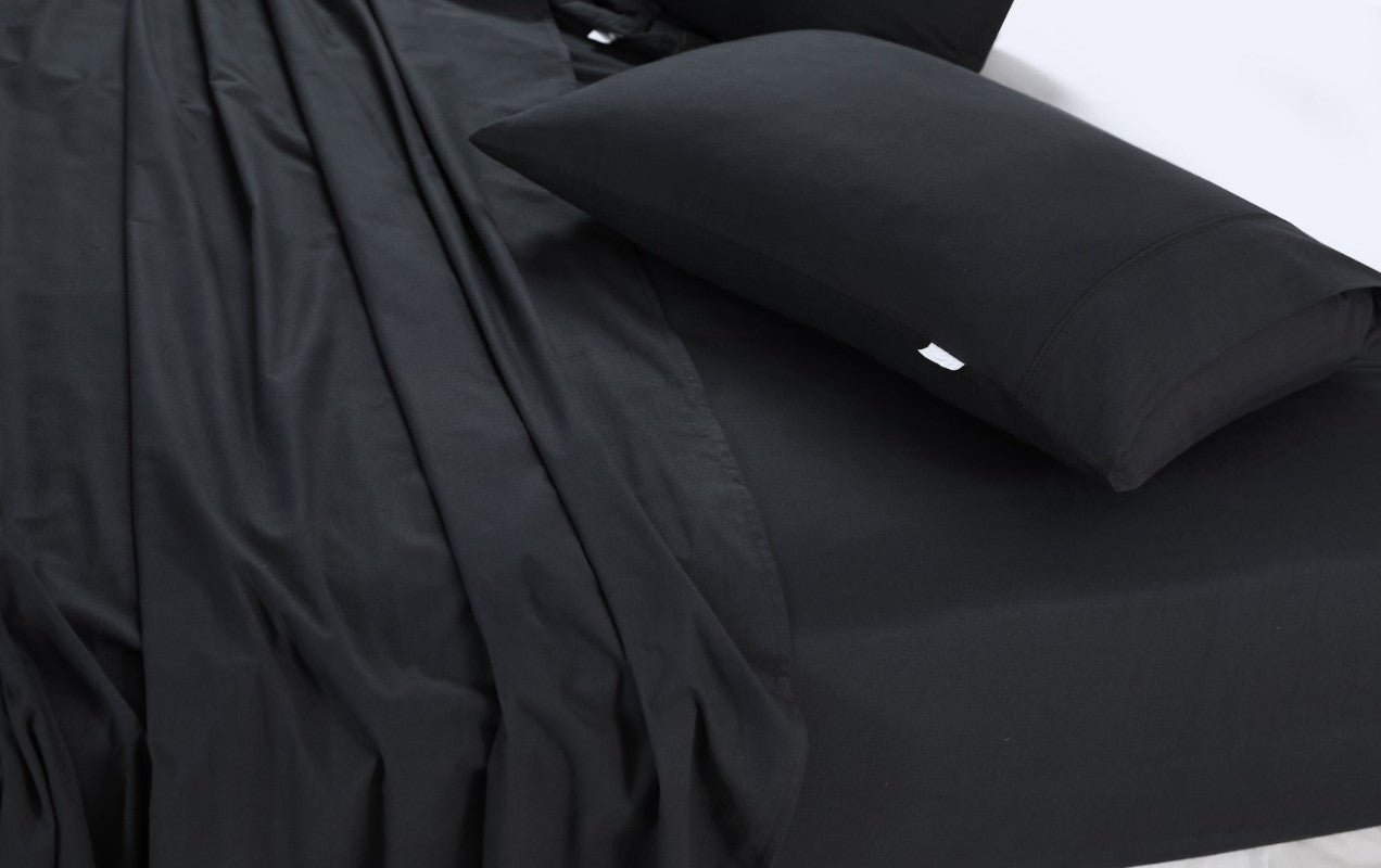 Elan Linen 100% Egyptian Cotton Vintage Washed 500TC Charcoal Single Bed Sheets Set - Rivercity House & Home Co. (ABN 18 642 972 209) - Affordable Modern Furniture Australia