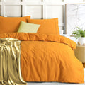 Elan Linen 100% Egyptian Cotton Vintage Washed 500TC Mustard Double Quilt Cover Set