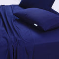 Elan Linen 100% Egyptian Cotton Vintage Washed 500TC Navy Blue Single Bed Sheets Set