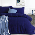 Elan Linen 100% Egyptian Cotton Vintage Washed 500TC Navy Blue Super King Quilt Cover Set