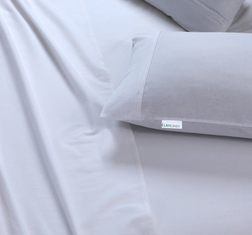 Elan Linen 100% Egyptian Cotton Vintage Washed 500TC White 50 cm deep Mega King Bed Sheets Set - Rivercity House & Home Co. (ABN 18 642 972 209) - Affordable Modern Furniture Australia