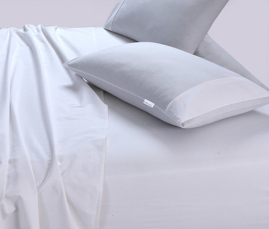 Elan Linen 100% Egyptian Cotton Vintage Washed 500TC White 50 cm deep Mega King Bed Sheets Set - Rivercity House & Home Co. (ABN 18 642 972 209) - Affordable Modern Furniture Australia