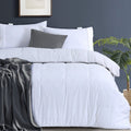 Elan Linen 100% Egyptian Cotton Vintage Washed 500TC White Queen Quilt Cover Set