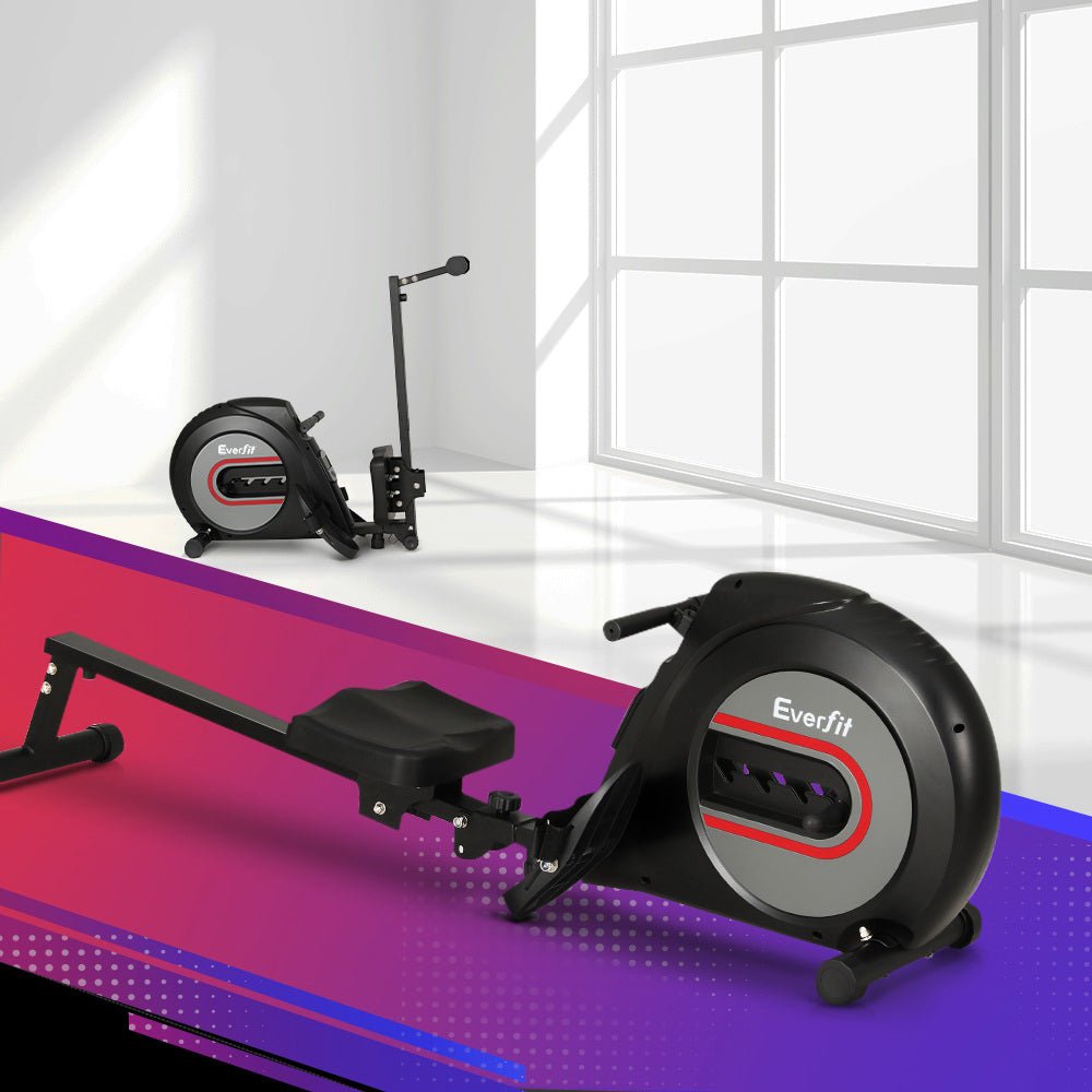 Elastic Rope Resistance Rowing Machine for Home Fitness Cardio - Black - Sports & Fitness > Exercise, Gym & Fitness > Exercise Bikes - Rivercity House & Home Co. (ABN 18 642 972 209) - Affordable Modern Furniture Australia
