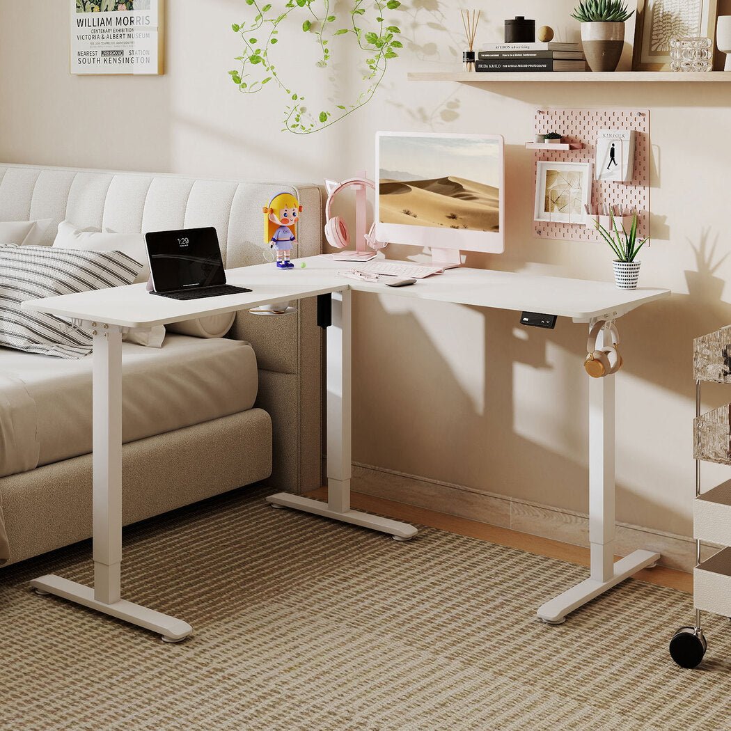Electric Adjustable Height Standing Desk Table with Memory Function - White - Rivercity House & Home Co. (ABN 18 642 972 209) - Affordable Modern Furniture Australia