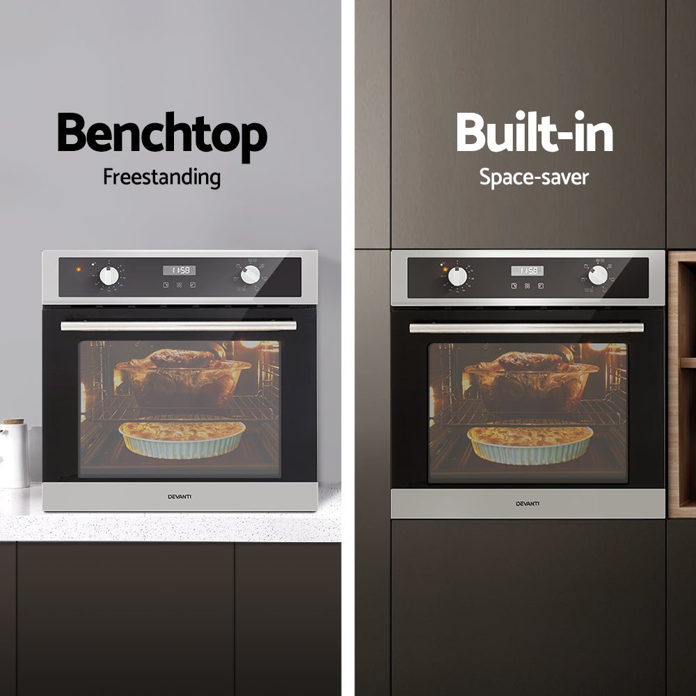 Electric Built In Wall Oven 80L Convection Grill Ovens Stainless Steel - Appliances > Kitchen Appliances - Rivercity House & Home Co. (ABN 18 642 972 209) - Affordable Modern Furniture Australia