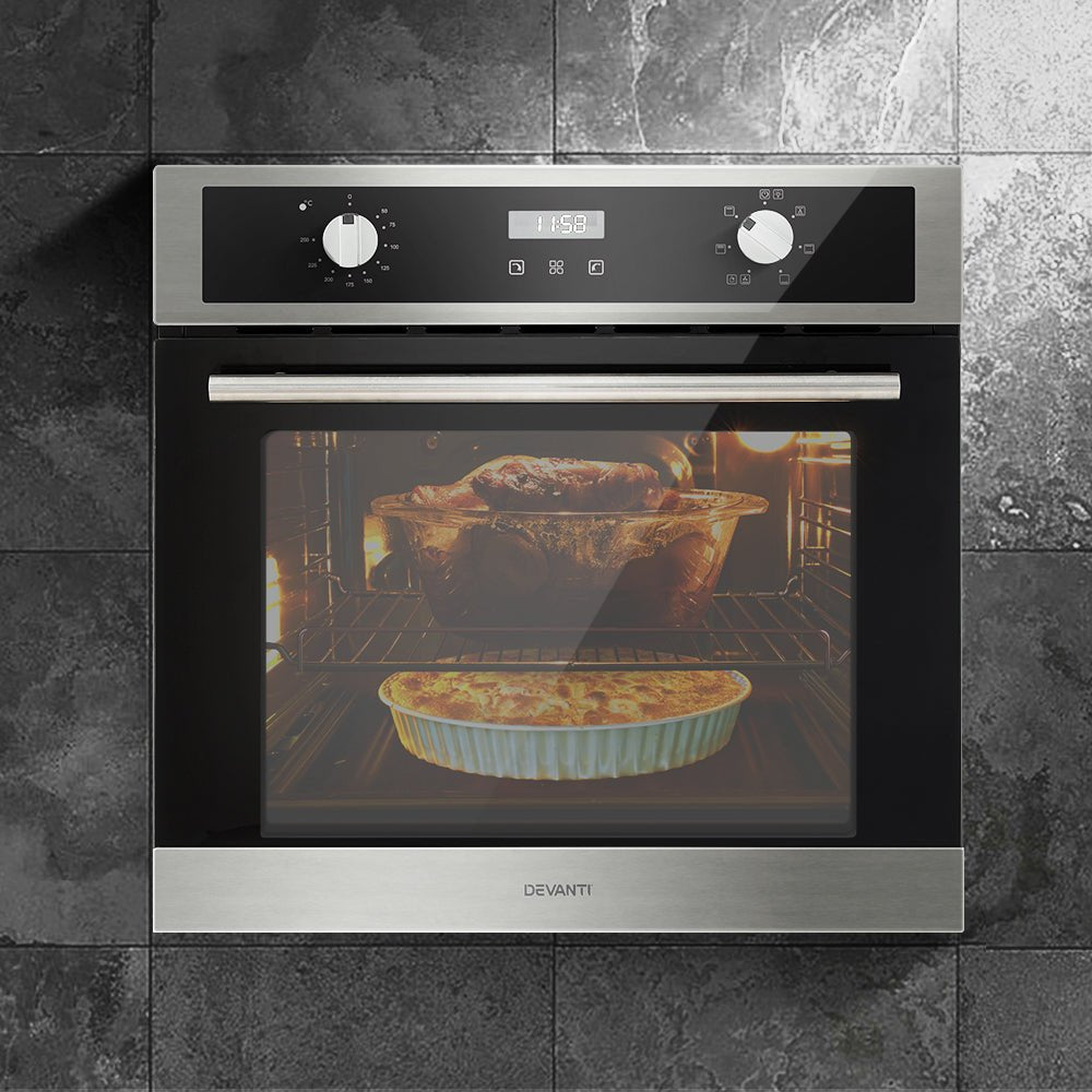 Electric Built In Wall Oven 80L Convection Grill Ovens Stainless Steel - Appliances > Kitchen Appliances - Rivercity House & Home Co. (ABN 18 642 972 209) - Affordable Modern Furniture Australia